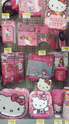 hello kitty birthday party supplies are on display in the store for $ 1 99 each