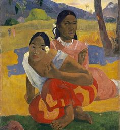 a painting of two women sitting next to each other