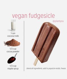 an image of a chocolate popsicle with ingredients to make it look like they are vegan fudgesice