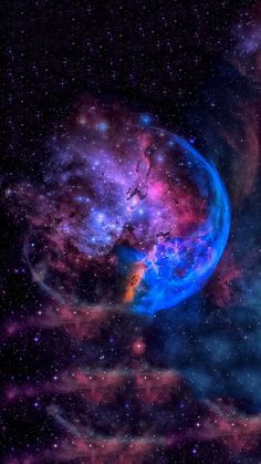 an image of a blue and purple object in the middle of space with stars around it