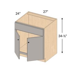 an image of a cabinet with the door open and measurements for it's width