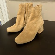 Brand New In A Camel Color. These Suede Ankle Boots Will Be Perfect For Fall. Beige Mid-calf Heeled Boots For Fall, Beige Pointed Toe Mid-calf Boots, Beige Suede Mid-calf Boots With Round Toe, Beige Suede Mid-calf Boots, Ankle-high Beige Suede Heels, Shoes Steve Madden, Camel Color, Steve Madden Shoes, Suede Ankle Boots