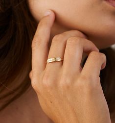 Whether you want an inspirational word, your kids initials, an important anniversary, or a cute symbol, this ring is made for you. Super wearable and easy to pile on with all your Rellery favorites.

Please find our ring size guide here. See our signet ring that engraves 3 lines of text and 2 line bar ring here by RELLERY.
Bar: 4 x 15mm | Thickness: 1.1mm Personalized Yellow Gold Initial Ring For Everyday, Everyday Personalized Yellow Gold Initial Ring, Adjustable Initials Stackable Rings For Everyday, Everyday Adjustable Stackable Rings With Initials, Everyday Open Ring With Initials, Dainty Personalized Initial Ring With Round Band, Personalized Dainty Initial Ring, Everyday Engraved Initials Open Ring, Everyday Initial Open Ring