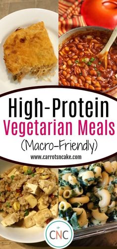 high protein vegetarian meals with text overlay