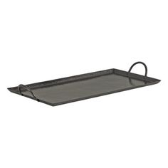 an iron tray with handles on it