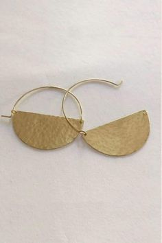 Period Moon Earrings MEAN BLVD Elegant Hammered Crescent Earrings, Elegant Crescent Brass Hoop Earrings, Elegant Crescent Shaped Brass Hoop Earrings, Gold Hoop Earrings With Pierced Copper, Handmade Semi-circle Gold Jewelry, Gold Semi-circle Brass Jewelry, Elegant Semi-circle Metal Earrings, Gold Crescent Hoop Earrings In Brass, Elegant Semi-circle Metal Jewelry