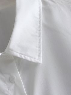 Product Type: Shirts Style: Casual Fit: Loose Fabric: Polyester Blends Pattern: Solid Element: Non Top Length: Long Neckline: Collared Sleeve Type: Regular Sleeve Length: Long Sleeve Main Composition: Polyester Season: Spring/Fall White Solid Color Top For Office, White Tops For Office, White Solid Color Office Tops, Collared Solid Color Cotton Blouse, White Top With Casual Collar, Office Wear Collared Tops With Placket, Office Collared Tops With Placket, White Solid Color Blouse For Work, White Office Blouse With Collar