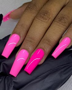 Pink Friday Nails, Neon Pink Nails, Cute Nail Colors, Nails Collection, Confetti Nails, Watermelon Nails, Acrylic Nails Coffin Short, Pink Acrylic Nails