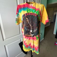 Never Worn .. Bob Marley Exodus T Shirt Tie Dye .. Brand New .. Size M Casual Multicolor Tops From Urban Outfitters, Casual Printed Tops From Urban Outfitters, Casual Printed Tops By Urban Outfitters, Printed Tie Dye T-shirt With Crew Neck, Urban Outfitters Casual Printed Tops, Casual Tie Dye Printed T-shirt, Casual Printed Tie Dye T-shirt, Green Casual T-shirt By Urban Outfitters, Casual Tie-dye Printed T-shirt