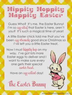 an easter bunny poem is shown in this image