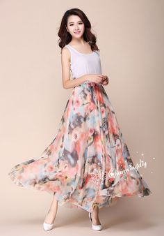 Pink Flowers Chiffon Skirt Long Maxi Sundress Beachdress Holiday Dress Women Summer Pleat Dress Beach Skirt Plus Size Dresses YM019 Detail Info: ❤ Color: as picture More color choice: https://www.etsy.com/listing/213656440/chiffon-dress-color-card?ref=shop_home_feat_1 ❤ Material: Chiffon Waist 60-100cm, Please choose the length according to your height! ❤ Care: machine wash cold and gentle, tumble low, line to dry; recommend laundry bag, it will help you to own a piece as new in a long run ❤ Not Casual Chiffon Maxi Dress Beach Cover-up, Chic A-line Chiffon Dress For Beach, Chic Summer A-line Maxi Skirt, Chiffon A-line Beach Dress, Breezy Maxi Skirt For Summer, Flowy Sleeveless Chiffon Dress, Flowy A-line Chiffon Dress, Flowy Multicolor Chiffon Maxi Dress, Chiffon A-line Maxi Dress For Vacation