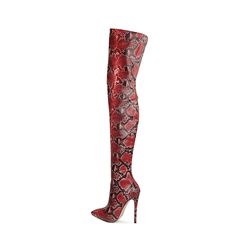 Shop Red Snake Prints Stiletto Over The Knee Thigh High Boots with Pointy Toe color Red for Anniversary, Music Festival, Night Club with worldwide Free shipping & Free return. Red High Heel Boots For Club, Red Thigh High Heeled Boots, Red Fitted Thigh-high Heeled Boots, Red Fitted Thigh High Heeled Boots, Fitted Red Knee-high Boots For Party, Fitted Red Thigh High Heeled Boots, Fitted Red Heeled Boots, Red Thigh High Boots For Night Out, Red Over-the-knee Party Boots