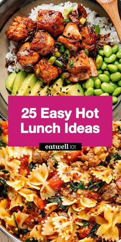 25 Easy Hot Lunch Ideas - #hotlunch #recipes #eatwell101 - These hot lunch recipe ideas plus a quick run in the microwave are all you need for a healthy, nourishing, and delicious hot lunch meal at work, at school, or even at home! Simple Lunch Ideas For Husband, Lunch Recipes Healthy Meals, Easy Office Lunch Ideas Healthy, Lunch Group Ideas, Cheap Healthy Lunch Ideas For Work, Easy Meals For Lunch At Work, Healthy Fall Lunches For Work, Salad Lunch Ideas To Work, Hot Work Lunch Ideas