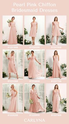 the bridesmaid dresses are all in different colors and sizes, but not very long