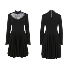 Fitted body and a full round skirt define the style of this dress, the full sleeved dress has a lace inset on the throat with a spider's web style pattern that adds the quintessential Goth touch to this dress. 
Material:COTTON 
Color:BLACK 
Size:One Size(US_S-M;US_L-XL) 
Sku:DW237 Long Sleeve Dress With Lace Trim, Stretch Long Sleeve Lace Dress With Lace Trim, Long Sleeve Stretch Lace Dress With Lace Trim, Stretch Lace Dress With Long Sleeves And Lace Trim, Gothic Stretch Long Sleeve Mini Dress, Gothic Long Sleeve Stretch Mini Dress, Gothic Dresses With Lace Patchwork, Gothic Style Dress With Lace Patchwork, Witchy Long Sleeve Dress For Costume Party