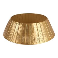 a gold lamp shade is shown on a white background and it looks like the bottom of a lampshade