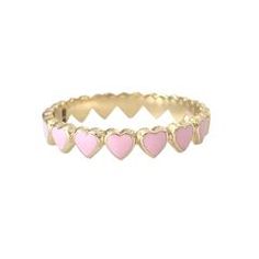 14K Gold Pastel Pink Enamel Eternal Heart Ring – Nana Bijou Cheap Pink Enamel Ring For Gift, Pink 14k Gold Heart Ring Gift, Pink Enamel Stackable Jewelry, Personalized Pink Heart Ring, Pink Stackable Enamel Ring As A Gift, Pink Enamel Stackable Ring As Gift, Adjustable Pink Personalized Rings, Adjustable Pink Enamel Rings, Pink Enamel Rings For Gift