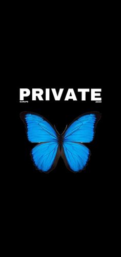 a blue butterfly with the words private on it