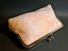 Bridal Clutch Blush Pink Silk with Ivory Lace Overlay romantic victorian wedding Metal Purse, Purse Frame, Dupioni Silk, Victorian Wedding, Bridal Clutch, Metallic Purse, Victorian Lace, Ivory Lace, Pink Silk