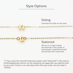 "Dainty cursive initial of your choice with a ♥ on a beautiful diamond cut chain bracelet - simple, beautiful, and meaningful. **Note that some letters in gold and rose gold look slightly different than the same ones in silver. H O W * T O * O R D E R * Select the color * Select the letter * For stationed charms, write \"stationed\" in the note box at check out * For the beaded bracelet in the model photo, use this listing: http://etsy.me/2eYwCXI * Use this listing to add additional charms: http Dainty Name Bracelet With Initials For Personalized Gift, Dainty Bracelets With Initials For Personalized Gifts, Minimalist Adjustable Initial Necklace As A Personalized Gift, Mother's Day Name Bracelet With Initials, Mother's Day Initials Name Bracelet, Dainty Adjustable Name Bracelet With Initials, Dainty Initials Name Bracelet For Gift, Dainty Initials Name Bracelet As Gift, Dainty Name Bracelet With Initials As Gift