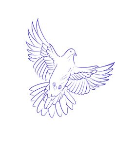 a drawing of a bird flying in the air