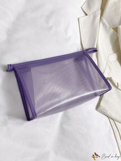 BirdinBag - Travel-Ready Mesh Toiletry Bag with Transparent Zipper and Makeup Storage Daily Use Mesh Bag With Zipper Closure, Daily Mesh Bag With Zipper Closure, Rectangular Mesh Bags For Daily Use, Trendy Mesh Bag For Daily Use, Trendy Rectangular Mesh Bag, Trendy Rectangular Mesh Bags, Daily Use Mesh Bags With Clear Strap, Everyday Mesh Bags With Clear Strap, Clear Mesh Travel Bag