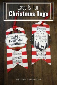 christmas tags with the words easy and fun on them