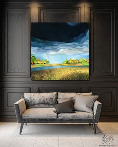 Prairie Storm Paintings for Sale Lynn Canyon, Coast Landscape, Horizontal Painting, Square Painting, Black Sky, Tree Stand, Room Lights, Unique Artwork, Pacific Northwest