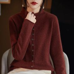 Winter 100% Wool Thicken Shirt Sweater Women Curled Round Neck Knitted Cardigan This is Asia Size, 1cm=0.394inch, 1inch=2.54cm M: bust: 95 cm,   length: 57 cm,   sleeve: 57 cmL: bust: 100 cm,   length: 58 cm,   sleeve: 58 cmXL: bust: 105 cm,   length: 60 cm,   sleeve: 59 cm   XXL: bust: 110 cm,   length: 62 cm,   sleeve: 60 cm    Note:(manual measurement, there may be 1-3 cm error thank you for your understanding.) And due to different display and different batch of products, the real picture ma Shirt Sweater, Style Office, Women Sleeve, Sweater Women, Soft Tops, Knitted Cardigan, Office Lady, Jumper Sweater, Office Ladies