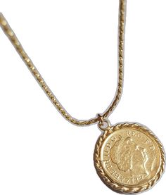 Yellow Gold Pendant Chain Necklace With Coin, Yellow Gold Chain Necklace With Coin Pendant, 14k Gold Chain Necklace With Coin Pendant, Yellow Gold Coin Pendant Chain Necklace, Yellow Gold Plated Necklace With Coin Pendant, Tarnish-resistant Yellow Gold Coin Necklace, Gold Plated Medallion Chain Necklace With Coin Pendant, Gold-plated Medallion Chain Necklace With Coin Pendant, Gold Chain Necklace With Coin Pendant