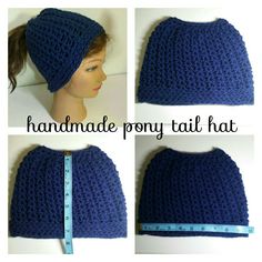 Crocheted Handmade Ponytail Hat Color: In Blue Size Med See Pics For Measurements Handcrafted And Crocheted. It's Great For People That Have Long Hair Just Pull Your Hair Into A Ponytail Put It Through The Top The Hole And Slide Your Hat On. D309 Pony Tail Hat, Unique Scrubs, Hair Pony, Crochet Slouchy Hat, Fox Hat, Crochet Beret, Silk Florals, A Ponytail, Ponytail Hat