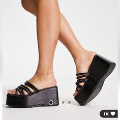 Nib. Platform Sandals By Z_code_z. Purchased From Asos. Vegan Black Leather. Size 8. 3.5” Platform. Lightweight & Easy To Walk In. Strappy Platform Sandals, Asos Shoes, Date Outfits, Platform Sandals, Walk In, Asos, Black Leather, Walking, Women Shoes