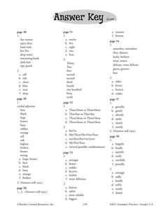 the answer key for an english language class is shown in this page, which includes words and