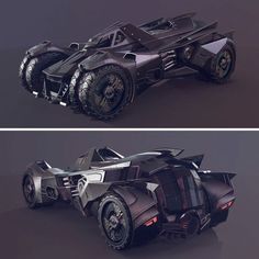 two different views of the batmobile from batman's dark knight film, which is currently in production