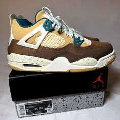 Size 7 Youth 100% Authentic Comes With Og Box Check Pictures For Condition Ships Within 24 Hours Of Purchase Delivered To Your Doorstep In 2-5 Business Days Cream And Brown Jordans, Nike Air Jordan 4 Retro Brown, Air Jordan 4 Retro, Girly Shoes, Jordans For Men, Men Shoes Size, Nike Air Jordan, Jordan Shoes, Mens Shoes Sneakers