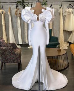 Wedding Reception Gowns, Beauty Pageant Dresses, White Satin Dress, Reception Gown, Civil Wedding Dresses, Classy Wedding Dress, Princess Ball Gowns, Wedding Dresses Beaded, Beaded Prom Dress