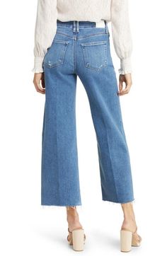 "Find PAIGE Anessa High Waist Wide Leg Jeans on Editorialist. The faded wash and roughed-up edges of these wide-leg jeans offer an authentic rigid look, but the denim is surprisingly soft and stretchy with great recovery. 26\" inseam; 22\" leg opening; 11 1/4\" front rise; 15 1/2\" back rise (size 29) 93% cotton, 5% polyester, 2% spandex Machine wash, line dry Imported" High Waist Wide Leg Jeans, Wide Leg Jeans, Leg Jeans, High Waist, Wide Leg, High Waisted, Spandex