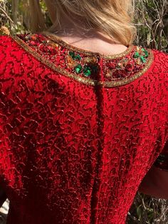 "Adrianna Papell Beaded top,Large,Sequined top, Red,Green,gold,Evening Top,formal,Papell Boutique Gorgeous Red sequin top by Papell Boutique Excellent condition no missing beads noted Measures 38\" Bust 36\" waist 40\" hips Length 26\" NK248F4 Adrianna Papell Beaded top,Large,Sequined top, Red,Green,gold,Evening Top,formal,Papell Boutique" Elegant Sequin Tops For Celebrations, Holiday Evening Embellished Blouse, Red Evening Tops For Party Season, Red Tops For Evening And Party Season, Red Tops For Evening Parties, Red Tops For Evening Party Season, Elegant Embellished Holiday Blouse, Red Tops For Party And Festive Occasions, Fitted Christmas Evening Tops