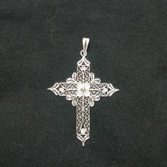 Pendant in silver filigree (925 handmaded in italy weight gr. 4.50 Lengths of chains available: 40 cm / 16 inches 50 cm / 20 inches All items are handmade and personally designed. Custom orders are welcome! Ornate Silver Cross Pendant Necklace, Ornate Sterling Silver Cross Jewelry, Ornate Silver Cross Necklace, Ornate Silver Cross Jewelry, Sterling Silver Cross Necklace With Intricate Design, Silver Cross Jewelry With Intricate Design, Silver Filigree Cross Pendant Necklace, Silver Cross Pendant Jewelry With Intricate Design, Silver Jewelry With Intricate Cross Pendant Design