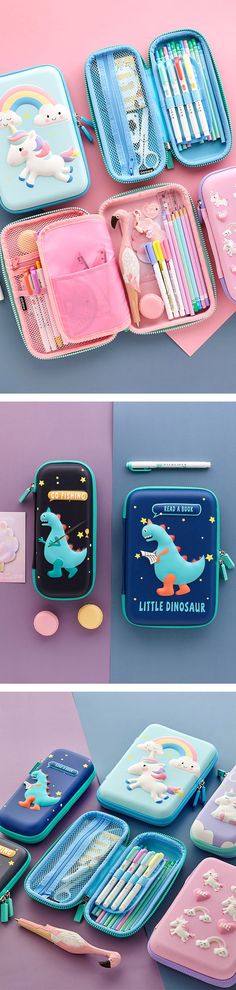 Large Zippered Unicorn Dinosaur Hardtop Organizer Pencil Case Playful Portable Stationery For School, Back To School Pencil-shaped Pencil Case, Playful Portable Pencil Case For School, Playful Pencil Case With Pen Slots For School, Playful School Pencil Case With Pen Slots, Playful School Stationery With Pen Slots, Playful Pencil-shaped Pencil Case With Pen Holders, Novelty Pencil Case With Pen Holders For School, Novelty School Pencil Case With Pen Holders