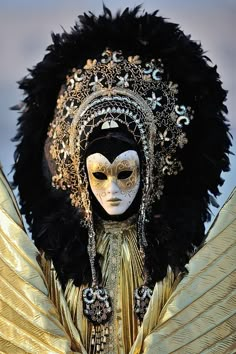 Venice Carnival Pierrot Clown, Wearing A Mask