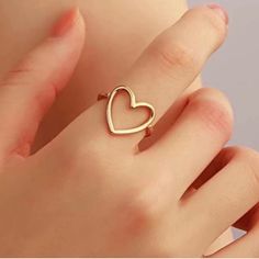 Gold, Hollow Heart Ring Material: Alloy Metal Heart Ring As Gift, Heart-shaped Metal Ring Gift, Metal Heart Ring For Valentine's Day, Heart Shaped Metal Rings For Valentine's Day, Heart-shaped Metal Rings For Valentine's Day, Blue Heart Ring, Fluorite Ring, Silver Infinity Ring, Canary Diamond