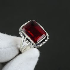 Amazing Red Garnet Ring, Amazing Garnet Ring, Solid 925 Sterling Silver, Red Garnet , Gemstone Ring, Red Garnet, Silver Coffin Ring Made of 925 sterling silver Gemstone: Red Garnet Metal: 925 sterling silver US Ring Size: Choose Size Main Stone Creation: Lab Created * This Ring Is handmade and made with Love and Care in our workshop * This Ring Is Made To Order * This Ring Is made to order. Our turn around time is about 6 - 10 business days. How to care for sterling silver Jewelry Keep your jewe Red Gemstone Rings In Sterling Silver, Red Garnet Ring For Gift, Classic Red Gemstone Crystal Ring, Red Open Ring Crystal Ring As Gift, Red Crystal Open Ring For Gift, Gift Red Crystal Open Ring, Red Sterling Silver Ruby Ring, Red Sterling Silver Crystal Ring Gift, Sterling Silver Ruby Ring With Gemstone