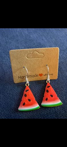 Cute and trendy watermelon earrings Trendy Nickel-free Dangle Clip-on Earrings, Multicolor Summer Jewelry, Trendy Dangle Clip-on Earrings With Ear Wire, Multicolor Summer Earrings, Green Teardrop Jewelry For Summer, Watermelon Colored Summer Jewelry Gift, Summer Gift Dangle Clip-on Earrings, Summer Dangle Clip-on Earrings As A Gift, Summer Watermelon Colored Jewelry For Gift