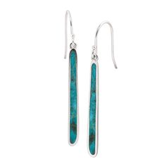 Silpada 'Turquoise Drop' Compressed Turquoise Drop Earrings in Sterling Silver | Turquoise Drop Earrings | Silpada Silpada Earrings, Turquoise Drop Earrings, Indian Jewelry Sets, Vertical Design, Silpada Jewelry, French Wire, Turquoise Earrings, Silver Turquoise, Turquoise Sterling Silver