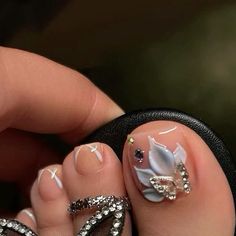 Nail Glam, Gel Toe Nails, Acrylic Toes, Acrylic Toe Nails, Pretty Toe Nails, Cute Toe Nails, Black Nail, Toe Nail Designs