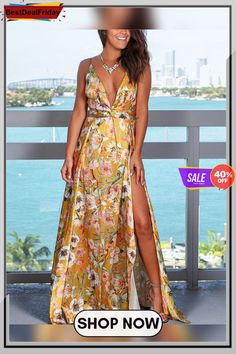 Fashion Strap Floral Print Beach Maxi Dress P120599 Elegant V-neck Maxi Dress For Summer Parties, Holiday V-neck Floral Print Beach Dress, Chic V-neck Beach Dress For Holiday, Sleeveless Tropical Party Dress, Sleeveless Tropical Style Party Dresses, Elegant Maxi Dress For Summer Parties, Tropical V-neck Party Dress, Printed Maxi Dress For Spring Holiday, Elegant Sundress For Summer Parties And Spring