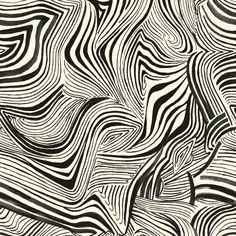 an abstract black and white pattern with wavy lines in the center, as if it were painted on paper