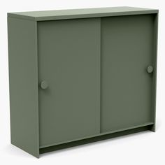 a green cabinet with two doors on each side