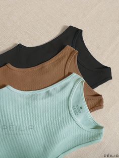 Peilia - 4OCS Ribbed Racerback Crop Sports Tank Top for Women - Sleeveless Round Neck Casual Summer Top Ribbed Sleeveless Sports Bra For Summer, Ribbed Tank Top With Tank Straps For Sports, Ribbed Tank Top For Sports, Ribbed Sleeveless Tops For Workout, Spring Ribbed Sleeveless Sports Bra, Sports Ribbed Tank Top With Tank Straps, Ribbed Crew Neck Tank Top For Workout, Ribbed Sports Tops With Tank Straps, Ribbed Sleeveless Workout Tops